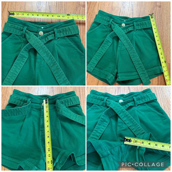 Remanescente green denim belted shorts size 6 - Picture 10 of 10